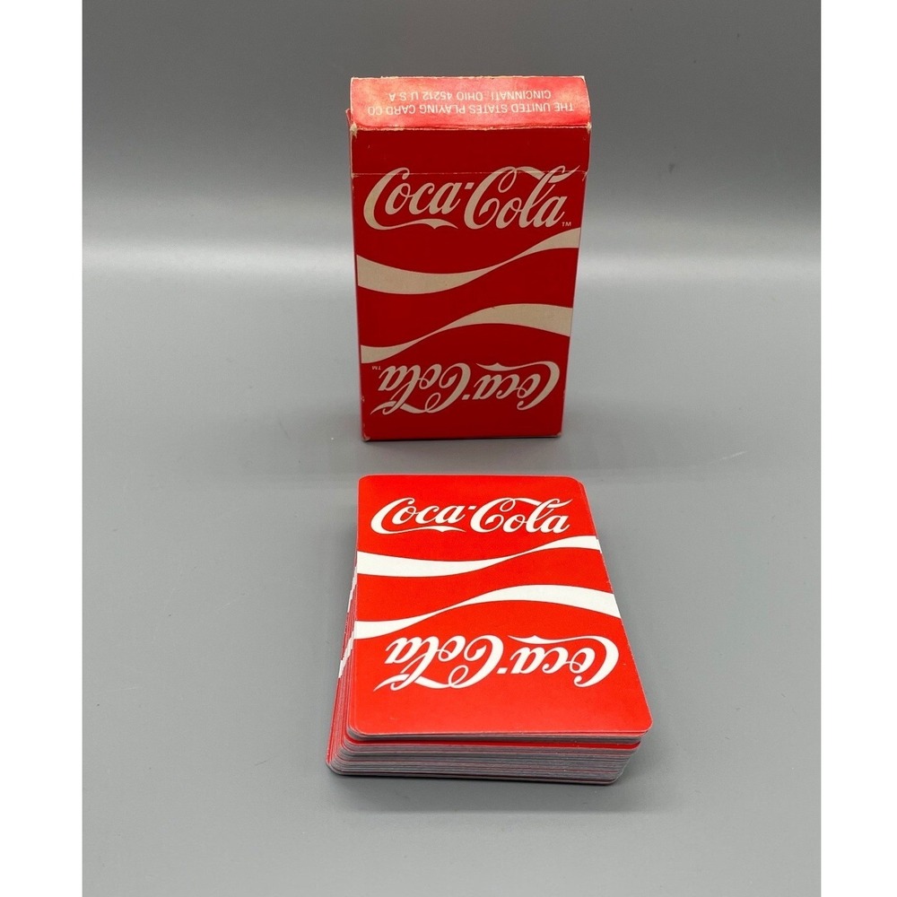 Vintage 1984 Coca-Cola Playing Cards Deck USPC Bridge Size Red White Logo Box